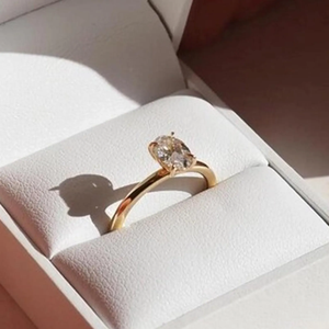 Elegant Oval Cut Moissanite Engagement <b>Ring</b>, 14K Gold Solitaire <b>Ring</b>, Minimalist Wedding <b>Ring</b> for Women, <b>Dainty</b> Promise <b>Ring</b> - Product Image 5
