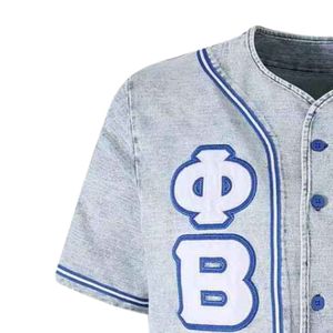 Maillot de baseball en jean Phi Beta Sigma pour hommes – Coupe confortable, qualité supérieure, vêtements de fraternité grecque, tenue athlétique décontractée - Product Image 4