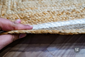 SHEELTEX Braided Jute Rug Handmade Anti-Bacteria Modern Geometric <b>Frame</b> Design Wholesale Custom for Living Room Home Decor Hotel - Product Image 3