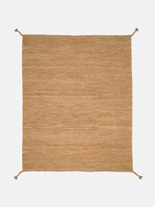 Tapis rectangulaire en jute naturelle noué à la main, couleur unie, tissage plat, à franges, écologique, style ferme, pour salon - Product Image 1