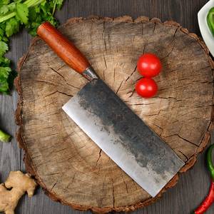 Cuchillo de Cocina Personalizable OEM, Hoja de Acero al Carbono Forjada a Mano, Mango de Madera, Ambidiestro, Apto para Lavavajillas, Estilo Industrial Moderno - Product Image 6