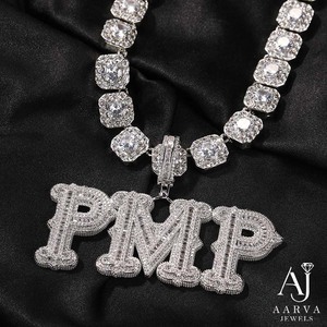 Custom Name Letter Moissanite Hip Hop Pendant Chain Necklace Gold Color Charms Jewelry for Men Women Party Gift Wear - Product Image 4