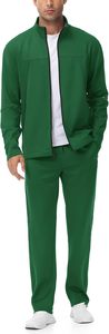 Chándal verde para hombre con cremallera completa, chaqueta de color sólido con cuello alto, ropa informal transpirable de poliéster. - Product Image 5