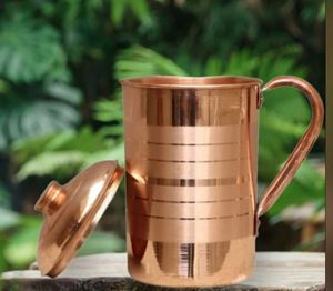 Copper <b>jug</b> set for luxury inspired water presentation water serving metal set with glasses durable reusable kitchen dining <b>drink</b> - Product Image 4