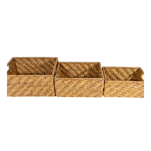 VIETCHOICE Cestas de Almacenamiento Cuadradas Modernas Plegables Ecológicas de Jacinto de Agua Natural, Cajas Organizadoras Tejidas a Mano - Product Image 3