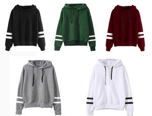 Sudadera con capucha color borgoña para hombre, corte regular, estilo casual tejido, manga larga con rayas blancas en las mangas - Product Image 3