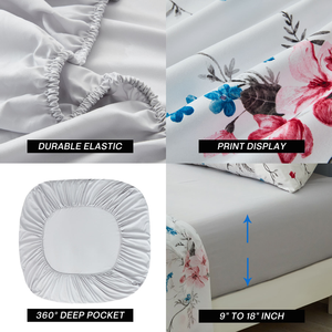 <b>King</b> <b>Size</b> Fitted Printed Bed <b>Sheets</b> Set of 4-Piece <b>Sheets</b> Polyester Microfiber Bedding <b>Sheets</b> 4 Pcs Set - Product Image 4