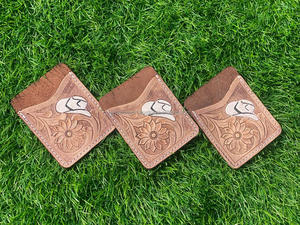 New Hot Selling Hand <b>Tooled</b> Carving Designer ATM Card Holders Multi Uses Western Stylish Genuine <b>Leather</b> Card Holders for Unisex - Product Image 4