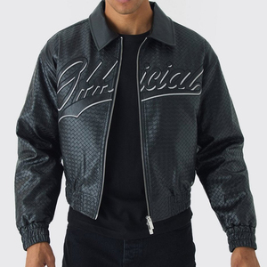 High Quality OEM Custom <b>Men's</b> Vintage Autumn Woolen Varsity <b>Jacket</b> Stylish Chenille Embroidery Genuine <b>Leather</b> Waterproof Crop - Product Image 4