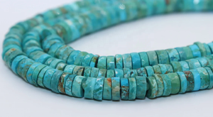 Perles de pierre à facettes turquoise naturelle Arizona 6mm perles de coupe de roue en forme de pneu fabriquées à la main à partir de pierres précieuses véritables - Product Image 4