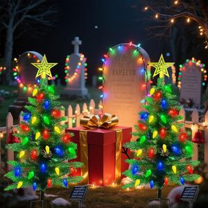 Set di 2 Luci Solari per Albero di Natale da 1,1 m, 8 Modalità, 100 LED, Impermeabili, Decorazioni Natalizie da Esterno - Product Image 2