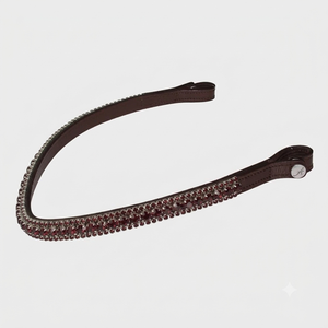 Elegante diadema de cuero negro inglés con cristales azules brillantes y decorativos para caballo, en tallas cob completas, a precio económico. - Product Image 3