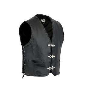 Chaleco de Motociclista de Cuero Negro Premium para Hombre, Estilo Club Biker, Tallas S a 3XL - Product Image 1