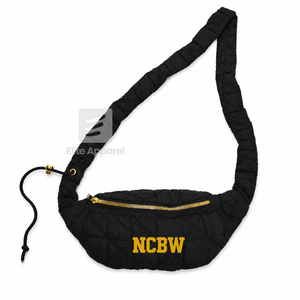 Bolso de cintura personalizado NCBW Sorority negro y dorado, estilo casual, con logo bordado y cierre de cremallera para ropa griega femenina - Product Image 2