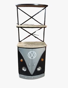 Comptoir de bar haut moderne en bois de manguier massif avec structure en métal et support en verre pour bar à domicile, hôtel, restaurant - Product Image 4