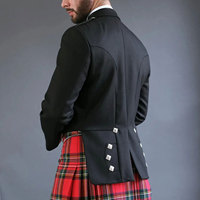 Veste écossaise Prince Charlie noire de haute qualité pour homme, écologique, hiver, 5 boutons, patchwork, style Highland