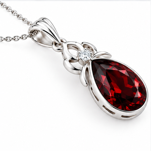 Pendentif en argent avec grenat rouge, collier en forme de goutte de grenat, pendentif en argent sterling 925 avec pierre précieuse, bijoux en grenat rouge, élégant - Product Image 2