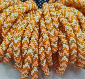 Orange Color Shade Glass <b>Beads</b> Roll <b>Bracelets</b> for Children's-Romantic Tassel Design Gift - Product Image 1