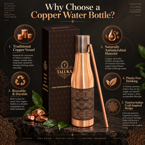 Bouteille d'eau en cuivre pur 1 litre, finition gravée antique, avec paille, pour la maison, le yoga, le bureau – Nouveauté très demandée - Product Image 4