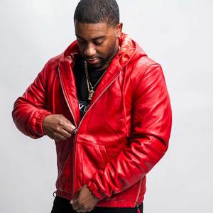 Chaqueta Bomber con Capucha de Cuero Sintético Rojo para Hombre, Cierre de Cremallera, Color Sólido Informal, Corte Regular, Ropa de Otoño - Product Image 2