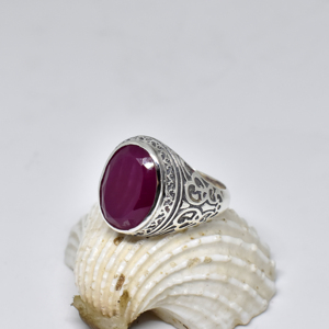Red Ruby Bezel Setting Signet <b>Ring</b> 925 Sterling Silver Oval Faceted <b>Gemstone</b> <b>Men</b> Vintage Engraved Anniversary Party Wedding - Product Image 2