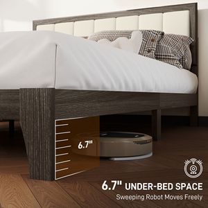 Letto matrimoniale in noce con testiera, design a piattaforma, facile da montare, non richiede rete a molle, doghe in legno di lusso - Product Image 5