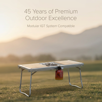 Table pliante d'extérieur Areffa AF-CK080 pour le glamping, en alliage d'aluminium et bois de teck, portable, pour le camping et les pique-niques, nouveau mobilier