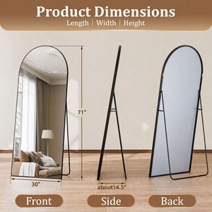 Miroir sur pied surdimensionné de 71''x30'' avec cadre en métal noir, incassable et portable - Product Image 2