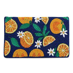 Handmade Beaded Orange Fruit Pattern Rectangular Placemat for Home Decoration - Product Image 1