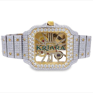 Premium Quality Women Luxury Square Skeleton Mechanical <b>Watch</b> Stainless Steel Diamond Moissanite <b>Watch</b> - Product Image 2