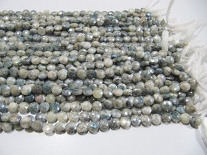Perles facettées en pierre précieuse Silverite grise, rondes, en forme de pièce de monnaie, 8 mm, pour la fabrication de bijoux, longueur du brin 15 pouces - Product Image 2