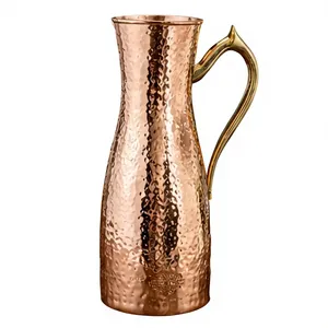 Pichet en cuivre martelé avec poignée en laiton, style vintage, grande capacité, vaisselle pour la salle à manger, fait main, écologique - Product Image 3