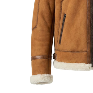 Men's Premium Leather Shearling <b>Jacket</b> Genuine Sheepskin Fur <b>Lined</b> Winter Aviator Coat Durable Warm Elegant Style Wear - Product Image 2