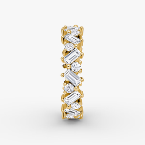 Anillo de Compromiso y Aniversario con Diamantes Cultivados en Laboratorio de Formas Mixtas, Oro Amarillo de 14K, Corte Baguette Brillante, Anillo de Boda de Lujo - Product Image 6