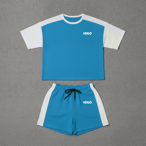 ชุดเซ็ต 2 ชิ้น ผ้าแคนวาสลำลองสำหรับผู้หญิง OEM/ODM ผ้าฝ้าย 100% เสื้อยืดปักลายลูกไม้ ตกแต่งด้วยผ้าลูกไม้ กางเกงขาสั้น สกรีนลาย 3 มิติ แบบกำหนดเองได้ - Product Image 1