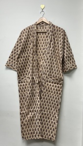 Robe Kimono Maxi en Coton 100% Fait Main à Imprimé Floral pour Femme, Vêtement de Nuit, Caftan, Jupe Courte, Cache-Maillot de Plage d'Été - Product Image 3