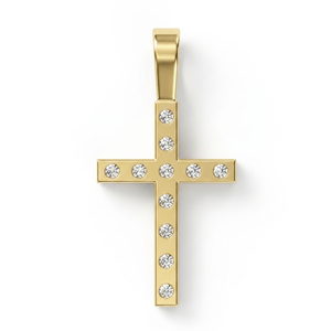 Pendentif Croix Jésus en Or Massif 10K avec Diamant Naturel Rond Sertie à Griffes, Bijou Chrétien Religieux Unisexe, Pendentif Fin Charmant - Product Image 1