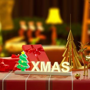 Enseigne magnétique avec lettres lumineuses LED à intensité réglable au toucher pour les fêtes de Noël et la décoration intérieure, lumières de Noël - Product Image 1