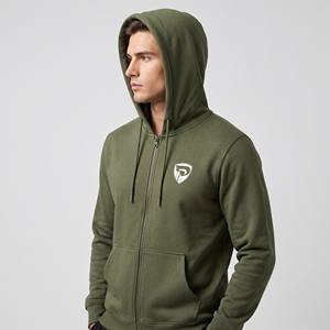 Sudadera con Capucha Verde Unisex Dumela, Cierre de Cremallera, Color Sólido, Informal, de Felpa, Algodón Transpirable, Corte Holgado, Ropa de Invierno Antiarrugas - Product Image 5