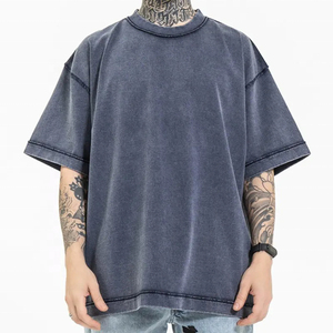 Camiseta de Algodón con Lavado Ácido, Estilo Urbano Hip Hop para Hombre, Vintage, con Logotipo Personalizado Impreso, Camisetas de Moda Lavadas al por Mayor - Product Image 2
