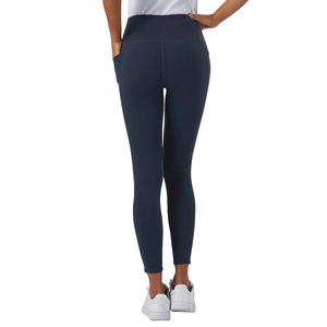 Leggings de yoga taille haute pour femmes, respirants et écologiques, avec détails en maille, couleur unie, surpiqûres décoratives, logo personnalisé - Product Image 3