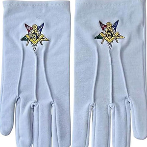 Guantes de Algodón Masónicos Blancos con Bordado de Flores Azules, Transpirables, Casuales, para Primavera y Verano - Product Image 5