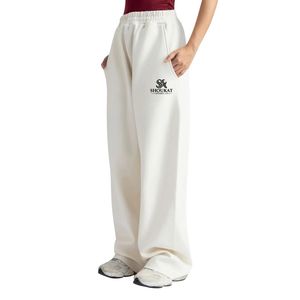 <b>Women's</b> White <b>Harem</b> <b>Pants</b> High Waist Loose Fit Full Length Casual Cotton Embroidery Logo Solid - Product Image 4