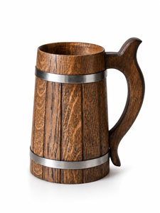Mug à bière en bois poli fait main, style viking, rustique, écologique, gravé sur mesure, personnalisé, objet de collection - Product Image 1