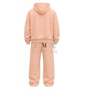 Ensemble de survêtement rose à capuche pour homme, couleur unie, longueur intégrale, 100 % coton, sweat-shirt décontracté avec coupe classique 320 g/m² - Product Image 6