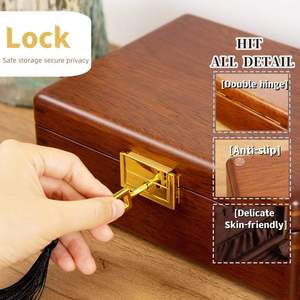 Wooden Jewelry <b>Box</b> with Velvet Lining Ring & <b>Necklace</b> Storage Organizer Customizable Size & Logo 16.5x10x5cm <b>for</b> Jewelry Display - Product Image 4