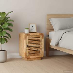 Mesita de noche de madera de mango con acabado rústico medio - Product Image 1