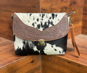 Bolso de mano de cuero de vaca en relieve occidental para mujer, nuevo diseñador tallado, monedero de lujo, bolso de hombro de cuero genuino - Product Image 3
