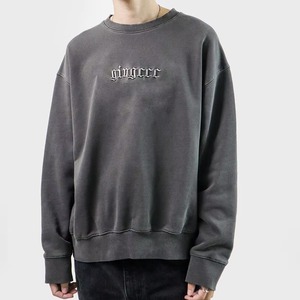 Sudadera de cuello redondo para hombre, de peso pesado, teñida lisa, corte holgado, hombros caídos, de forro polar de poliéster/algodón, transpirable, en blanco, con logotipo personalizado impreso - Product Image 6