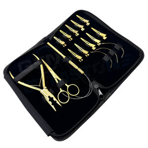 Kit d'outils d'installation d'extensions capillaires Mini Gold – Pince à micro-perles à 3 trous, pinces de sectionnement, aiguille à boucle et étui de rangement - Product Image 1